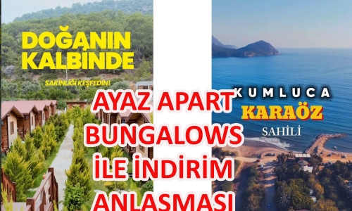 AYAZ APART BUNGALOWS İLE İNDİRİM ANLAŞMASI